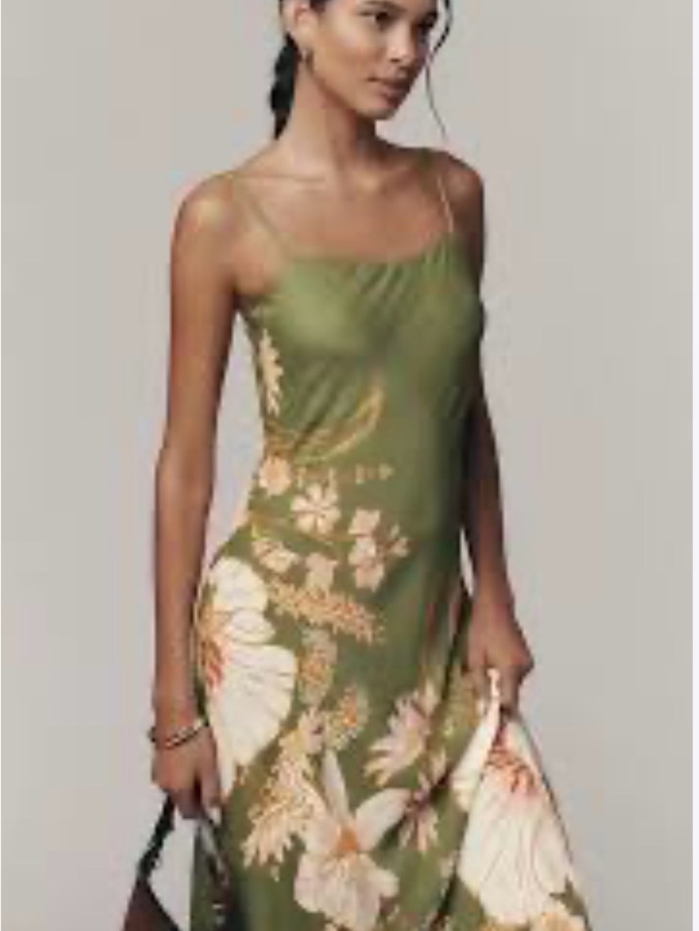 Calypso St. Barth Olive Green Floral Maxi Slip Dress